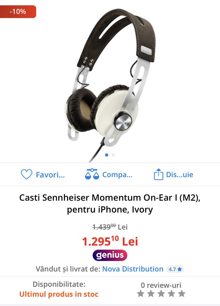 Casti Senheizer Momentum On-Ear Ivory