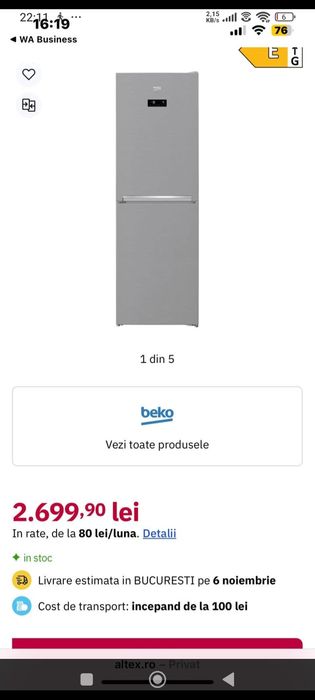 Combina frigorifica Beko 203 cm