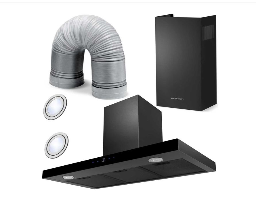 Hota de bucatarie otel inoxidabil 598 m3/h 100W 90 cm 220-240V neagra