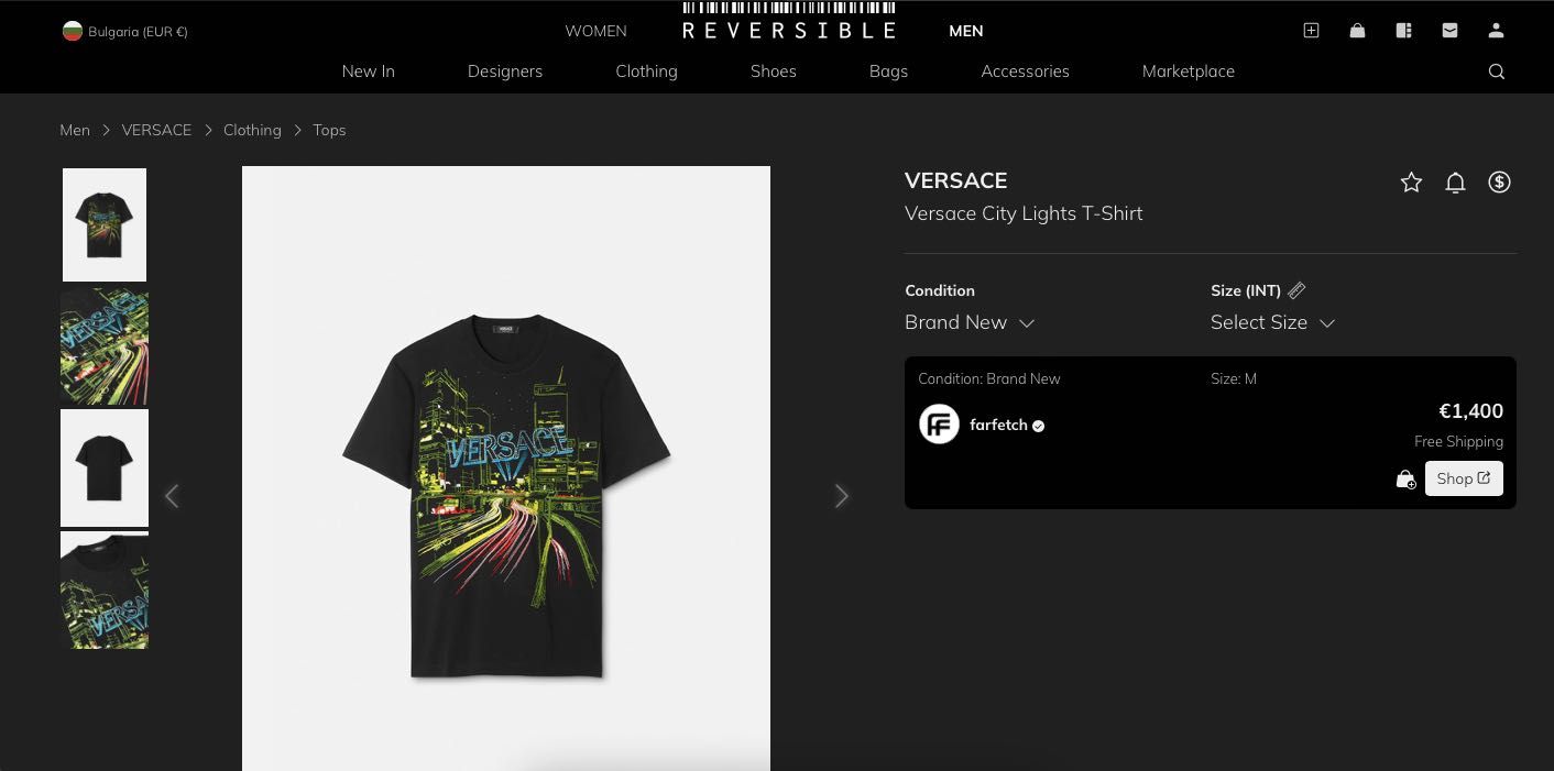 Топ гъзарска тениска Versace City Lights