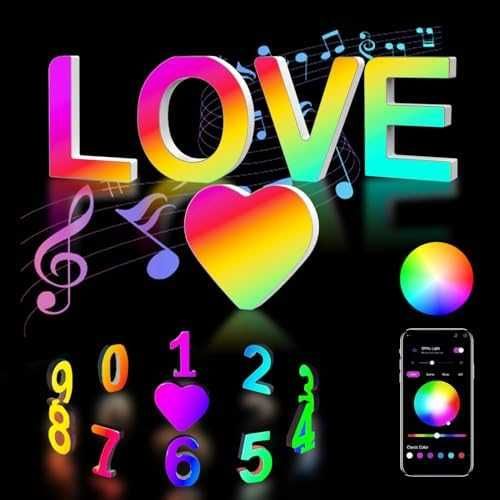 Нови RGB LED светещи букви LOVE с управление през приложение и USB