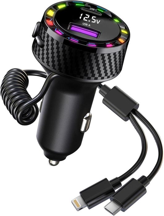 бързо зарядно за телефон в кола , usb c 2 порта адаптер за зарядно ...