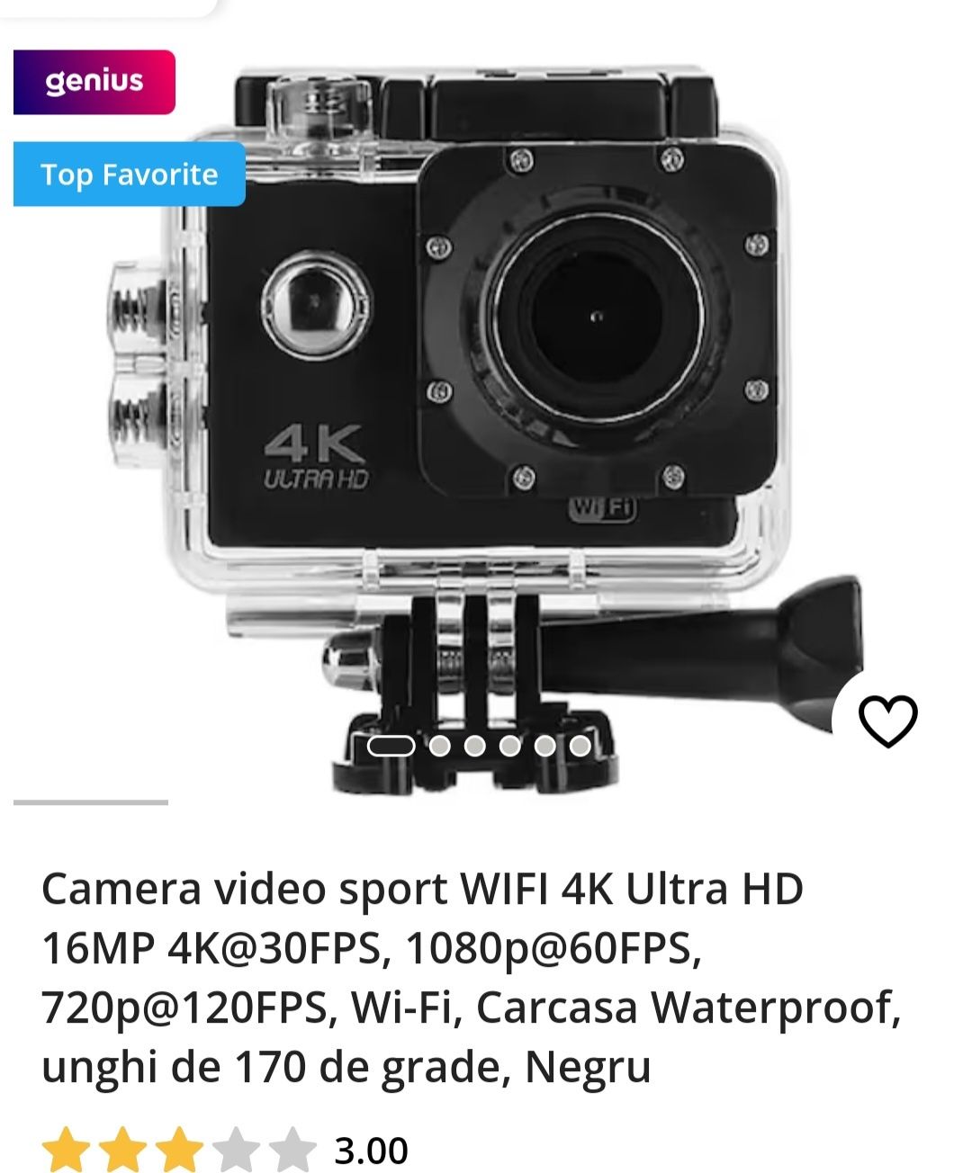 Camera video sport WIFI 4K Ultra HD