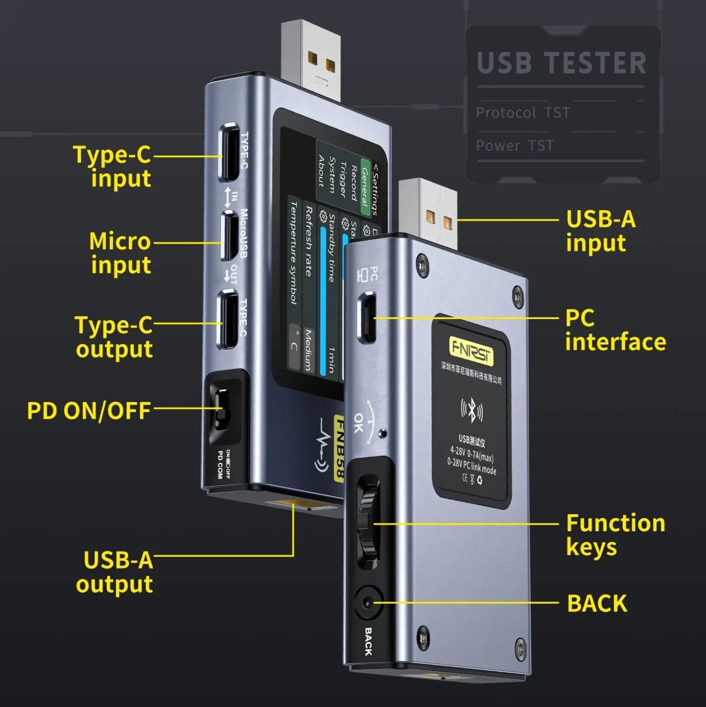 USB тестер FNIRSI FNB-58
