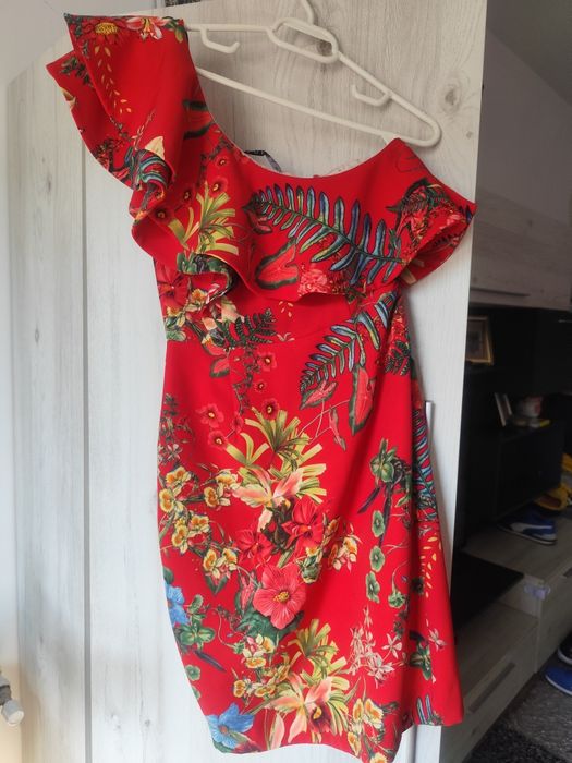 Rochie corai cu floricele Poema mărimea 34