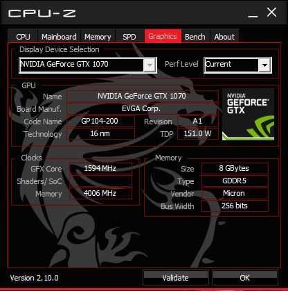 Evga GTX 1070 SC OC 8GB 256 bit