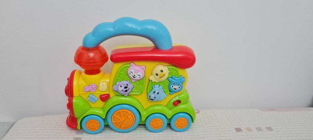 Trenulet pentru copii, cu animalute, cu sunete distractive, multicolor