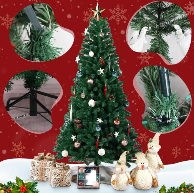 Brad artificial Leadyeah 180 cm, Verde, Crengi Dese, Suport Metalic