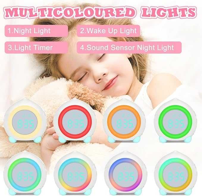 Смарт будилник за деца 2000mAh, RGB LED светлина с обучение на сън
