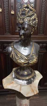 Statueta bust bronz masiv însemne Regale