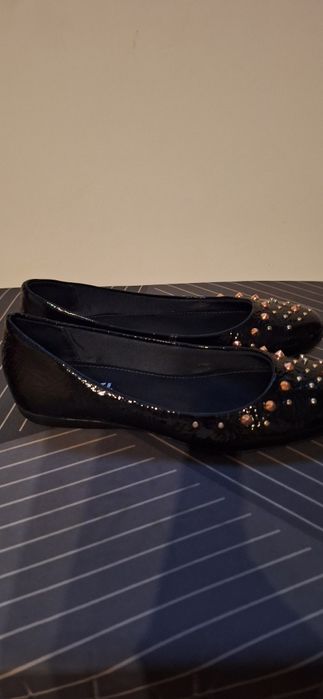 Balerini noi din piele cu tinte Mofft - nr.38