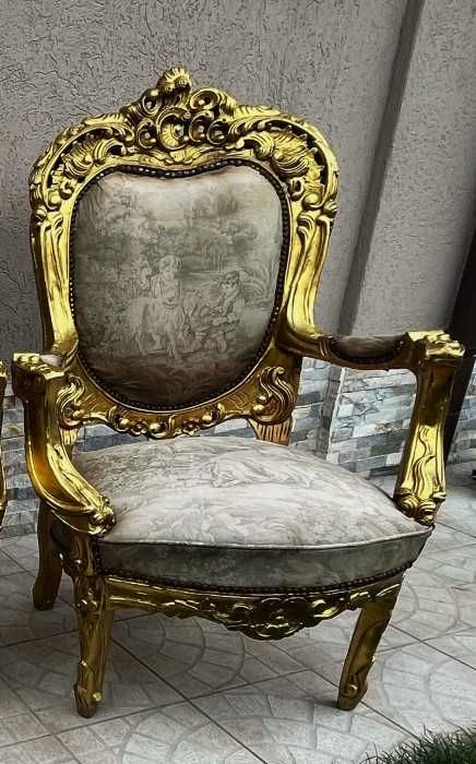 Deosebita canapea cu 2 fotolii-foita-personaje epoca-Franta