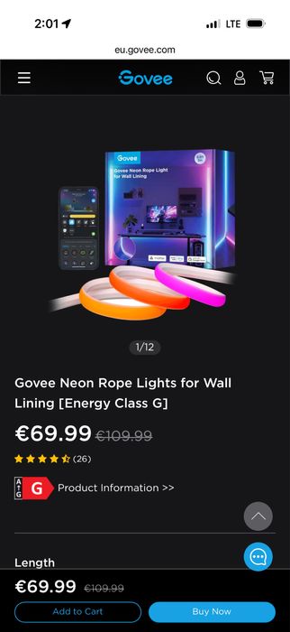 Govee Neon Rope Lights for Wall Lining