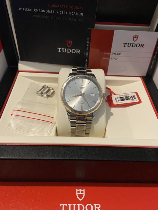 Ceas Tudor Style otel/Au18k, 41 mm.. Pachet complet.
