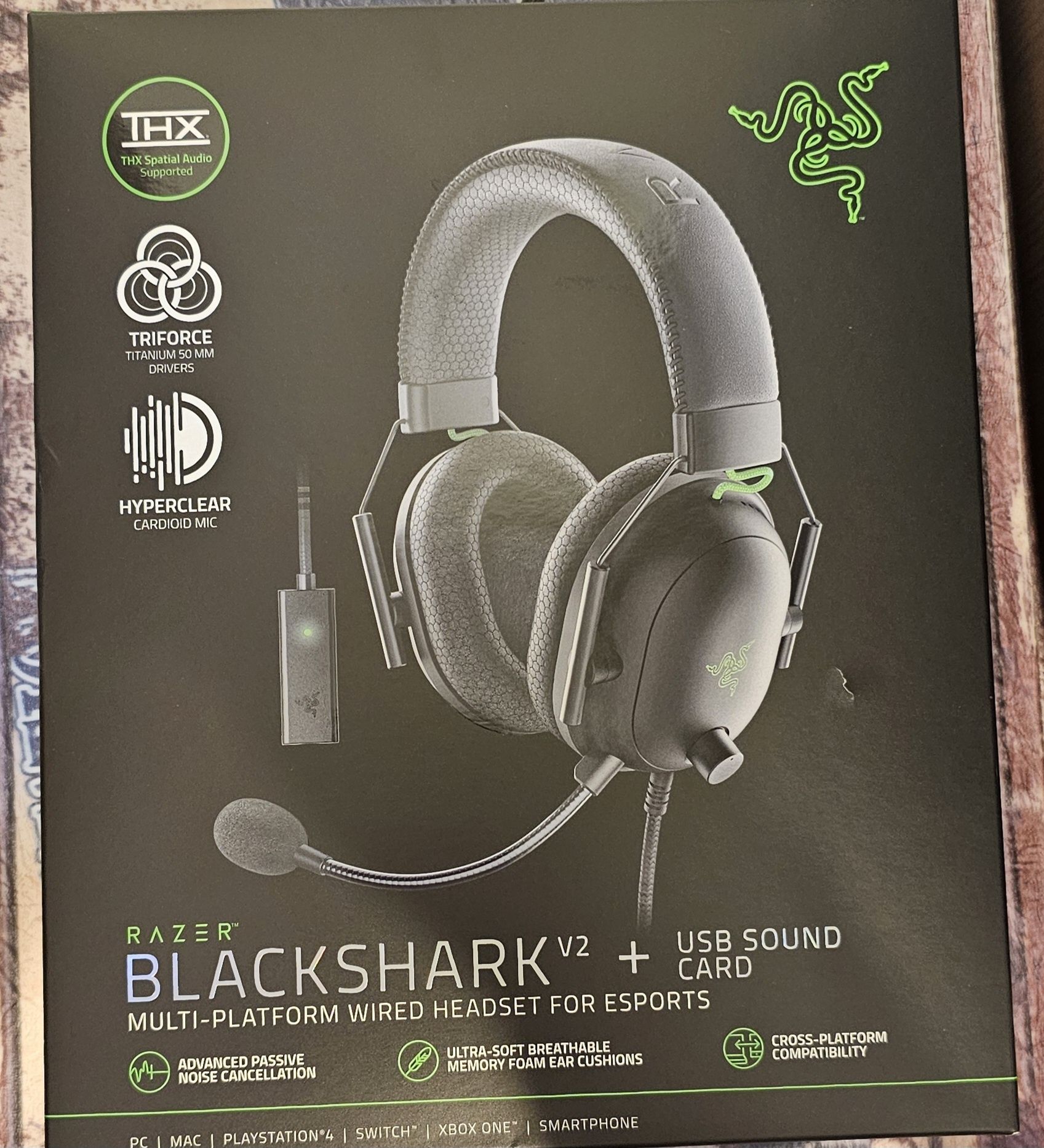 Casti gaming Razer BlackShark V2 + USB SoundCard