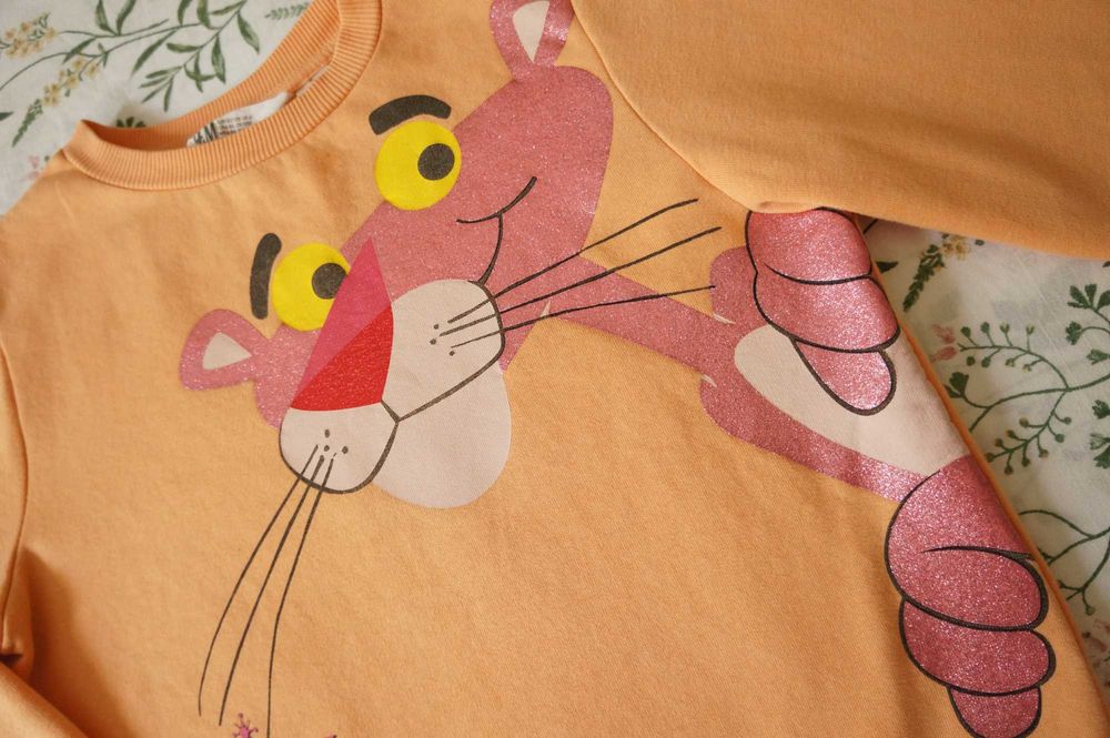 Суитшърт с мъхеста подплата, ватиран, Pink Panter