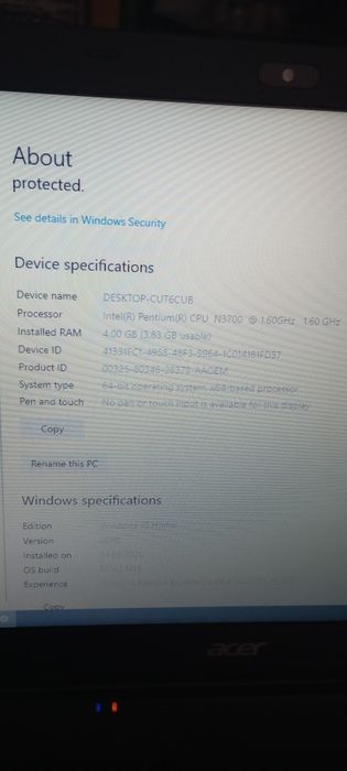 Laptop Acer aspire model N15W4 an 2015