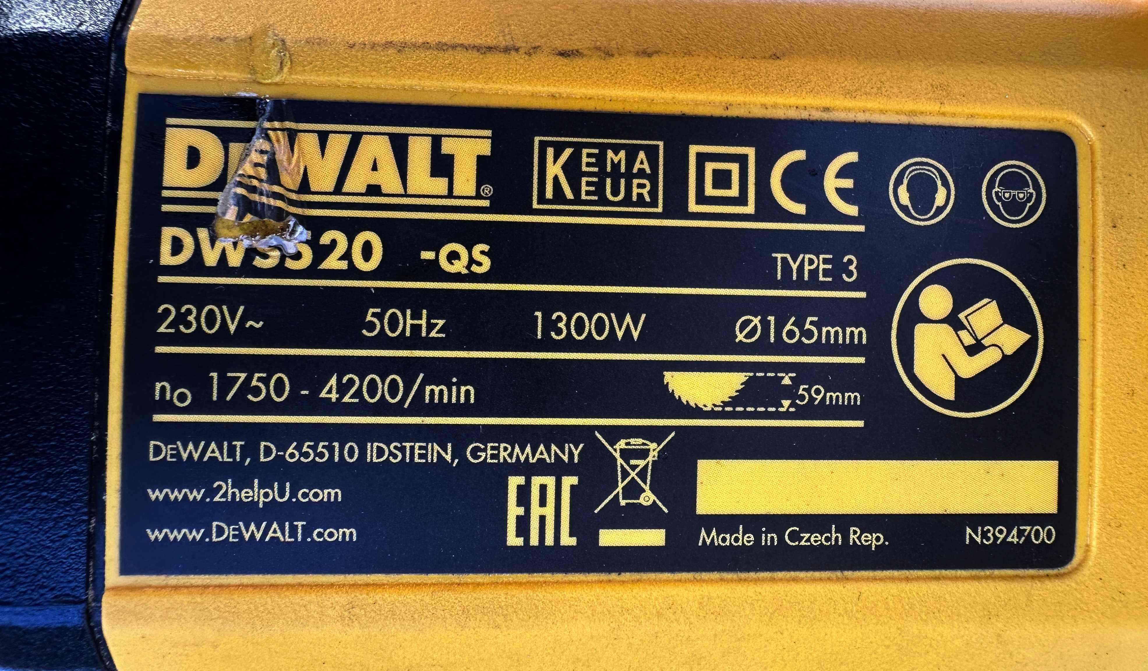 Dewalt DWS520-QS - Потапящ циркуляр 1300W перфектен!