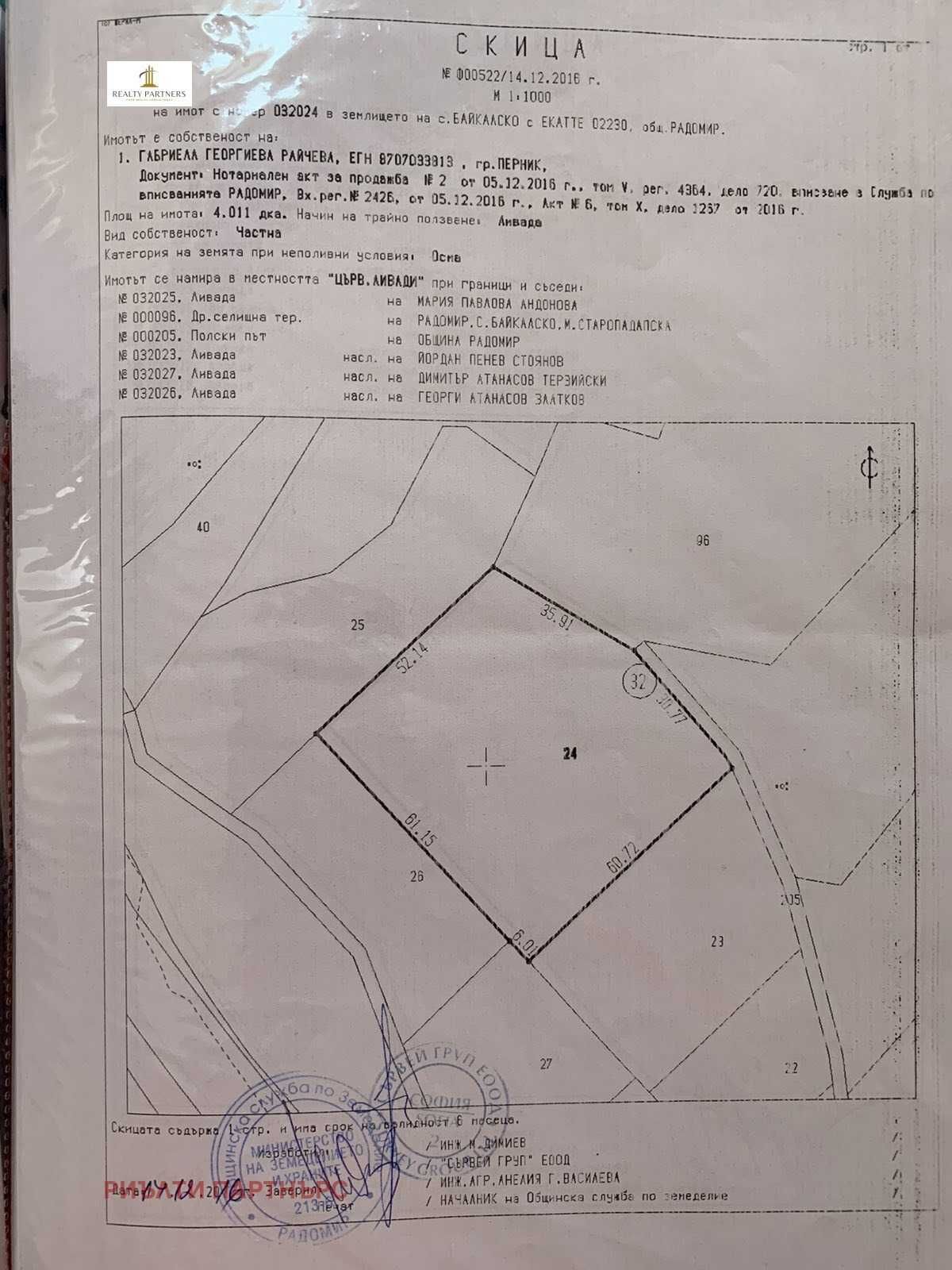 Продава парцел – с. Байкалско, обл. Перник