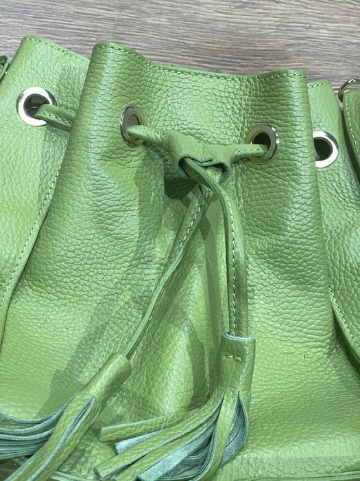 Poseta verde lime din piele naturala