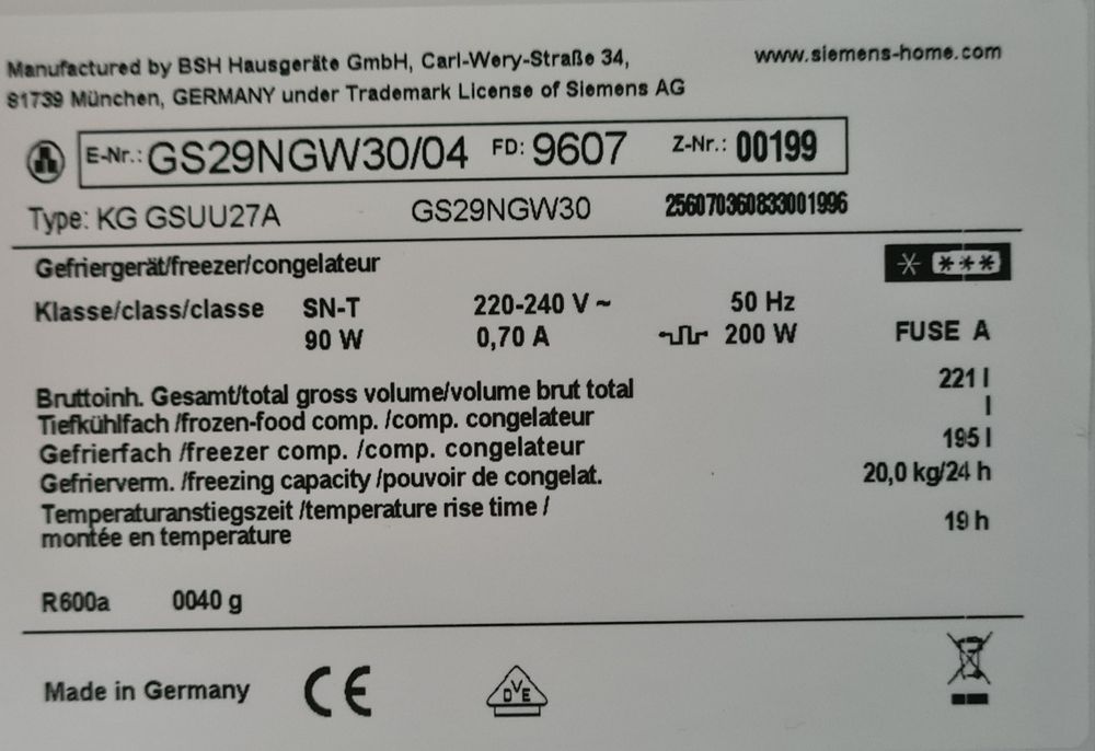 iQ300 Свободно стоящ вертикален фризер GS29NGW30/02 NoFrost A++