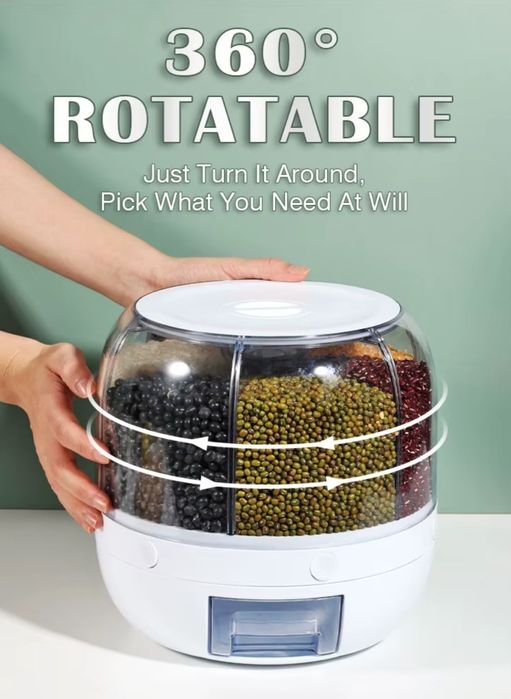 Въртящ се диспенсър с 6 отделения и капацитет за съхранение до 3,5 л