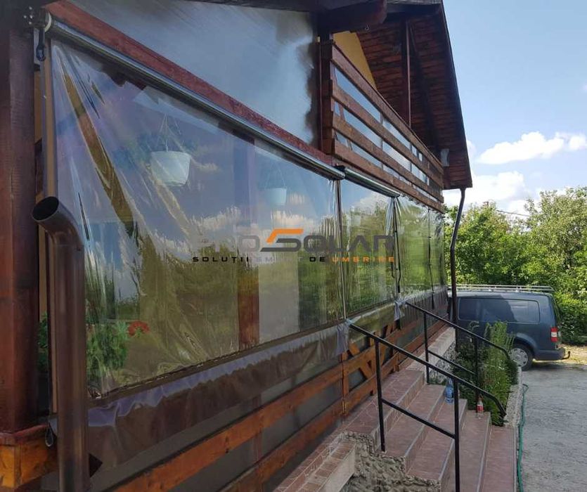 Pereti anti-vant/Rulou transparent/Folie capse/Prelata terasa