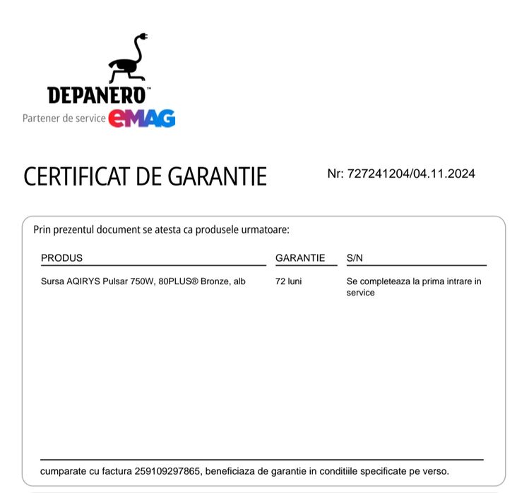 Sursa AQIRYS Pulsar 750W, 80PLUS® Bronze, alb