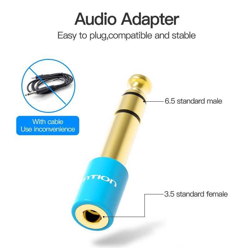 Audio адаптер 6.5mm M / 3.5mm F - Blue - Vention