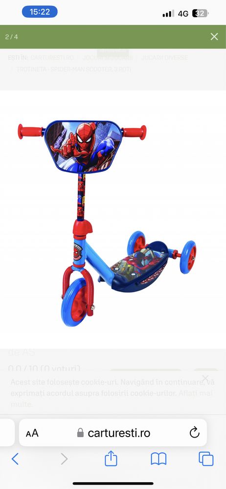 Trotineta Spider MAN cu 3roti