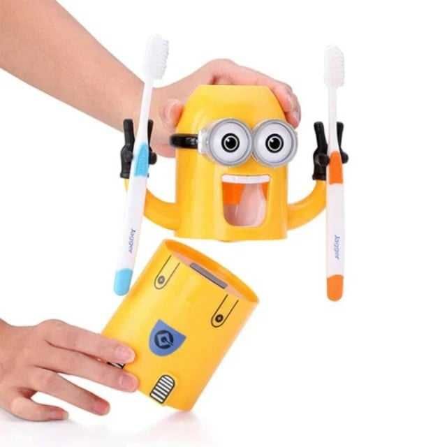 Suport 3 in 1 periute,pasta de dinti si dozator pasta de dinti Minions