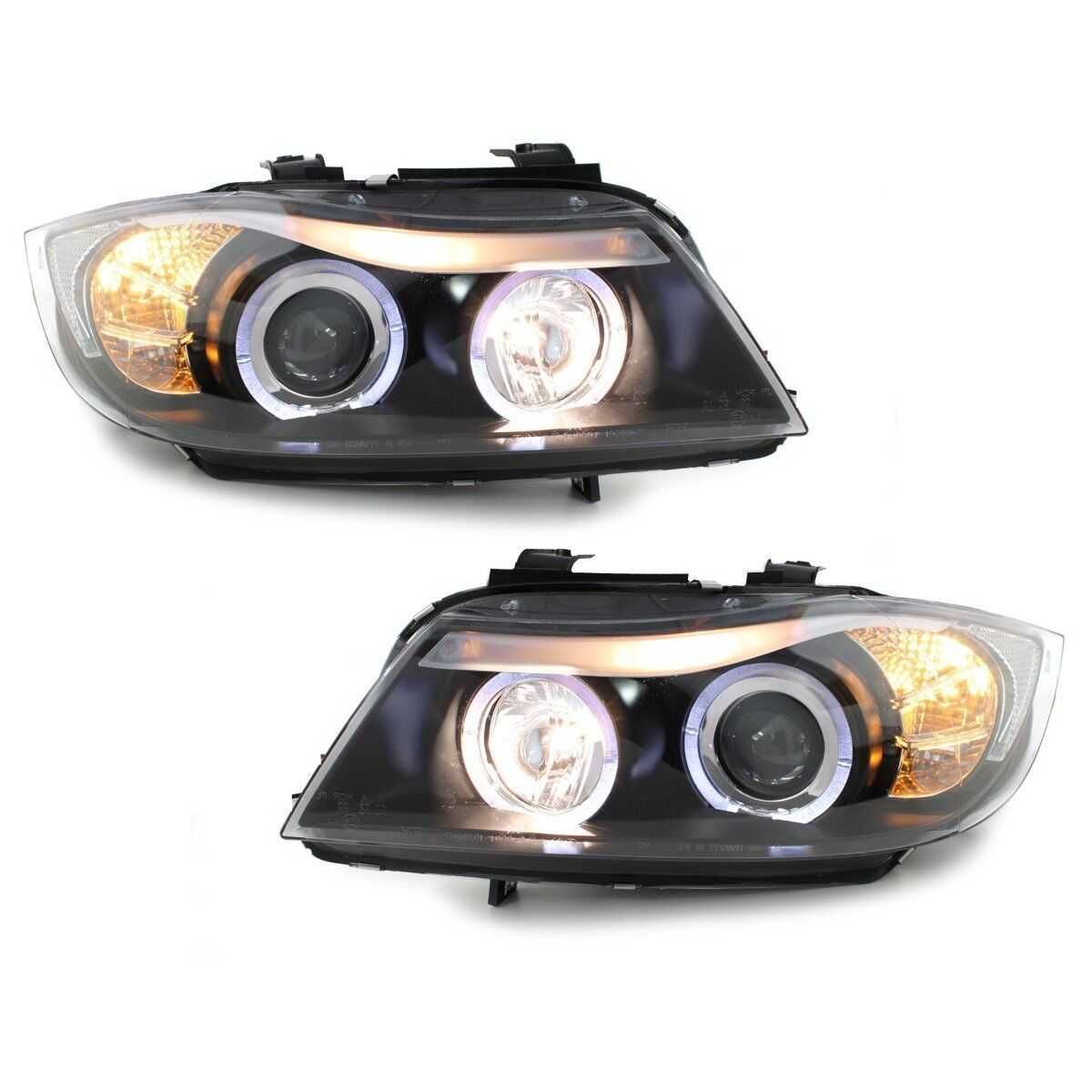 Фарове ЛЕД БМВ Е90 Е91 Затъмнени тунинг BMW E90 E91 Led ейнджъл айс