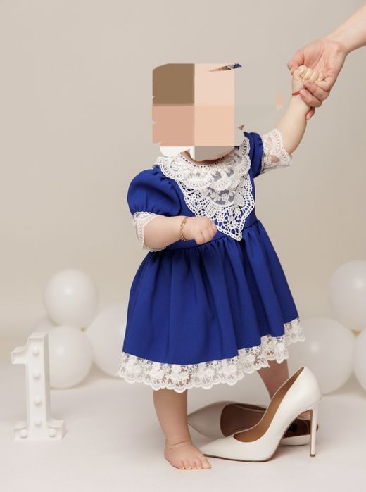 Rochie albastra cu dantela, 1 an ideala pentru Craciun sau sed foto