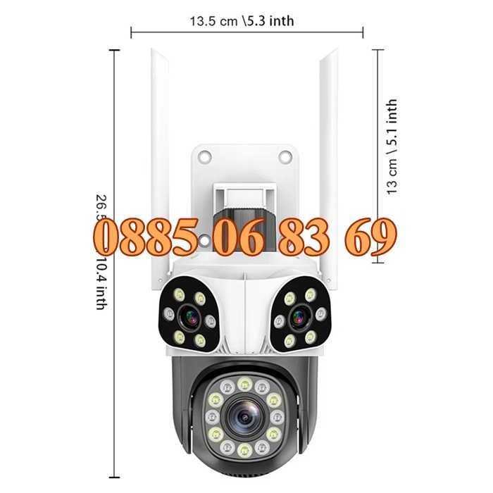 Безжична WiFi IP камера с 3 обектива 12MPx, нощно виждане, 360°, iCSee