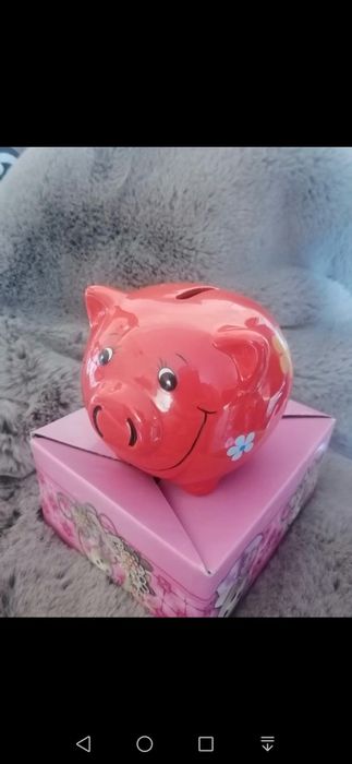 Керамична касичка Прасенце и метална касичка сърце