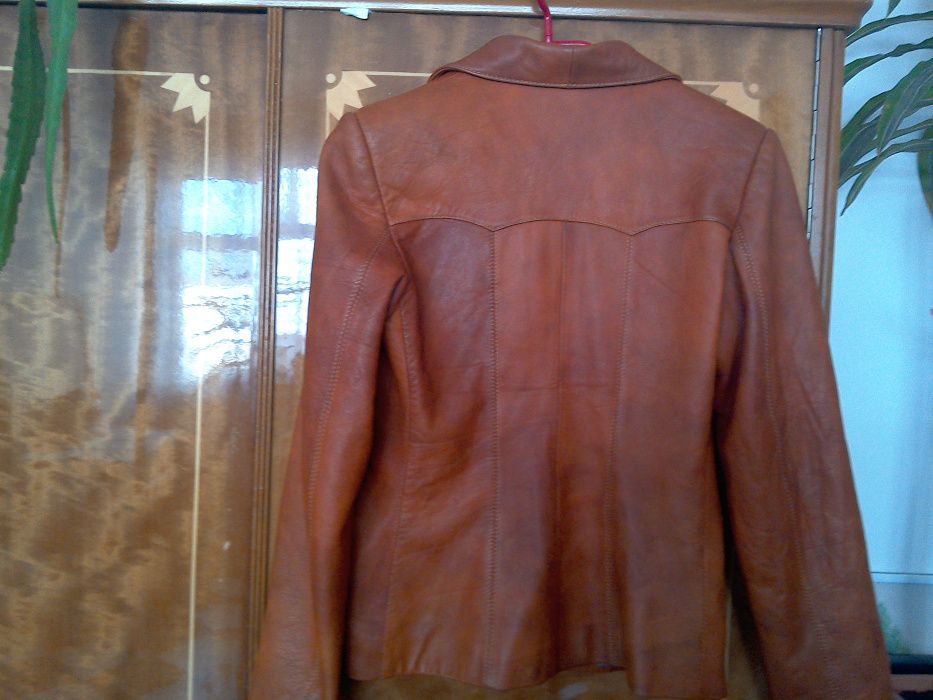 Geacă/jachetă din piele naturală, de damă, culoare coniac - 42