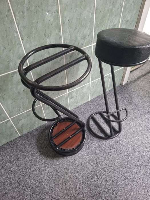 Set 2 Scaune de Bar - Structură Fier Forjat - Design Industrial/Retro