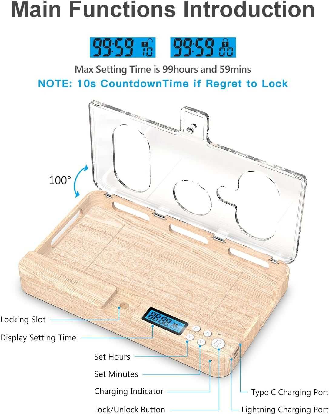 iDiskk Phone Lock Box с таймер, Phone Jail за iPhone повечето Android