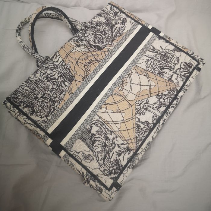 Голяма шопинг чанта от плат и малка чанта еко кожа, плат и дърво