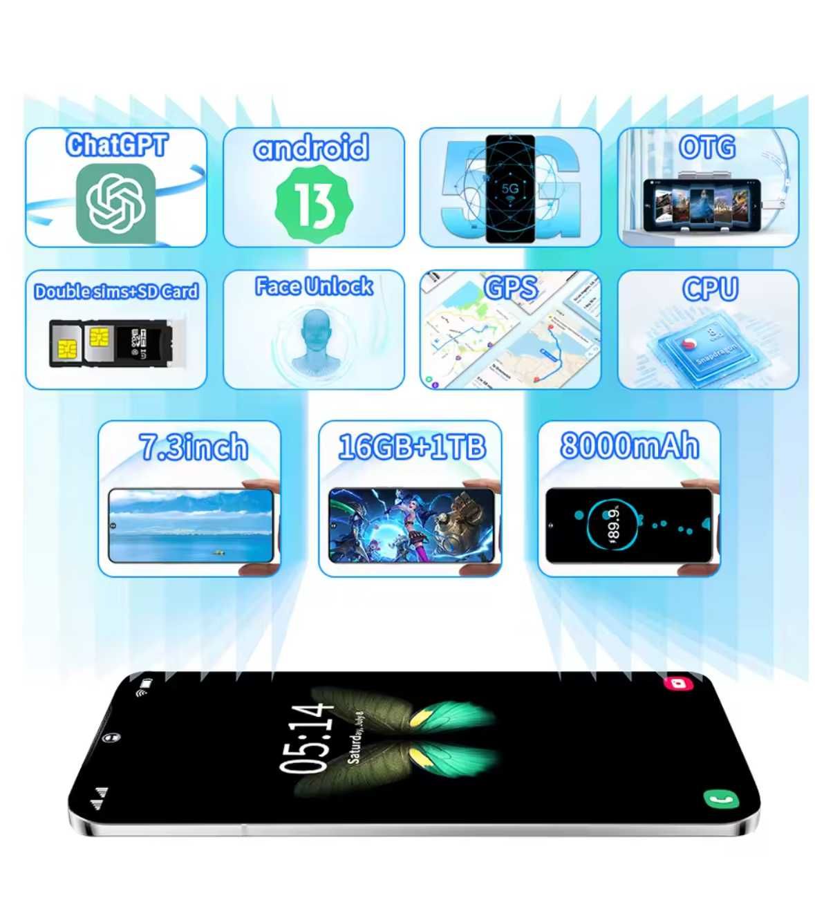 S30 Ultra   5G  7.3" Android 13 Mobile Phone 8000mAh