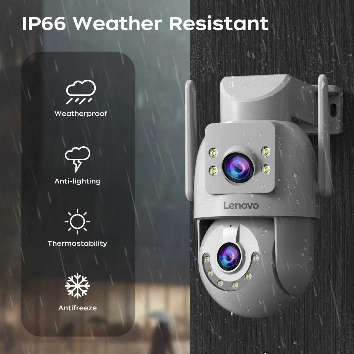 Безжична охранителна камера с 2 камери Lenovo WiFi 5G Dual Lens PTZ