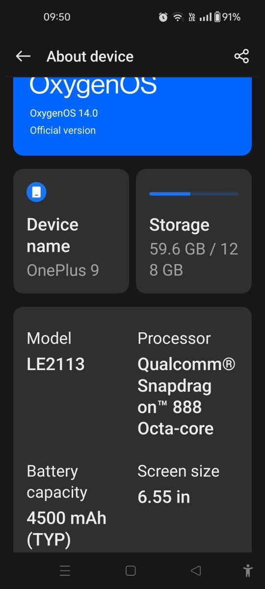 Телефон One plus 9 модел LE2113