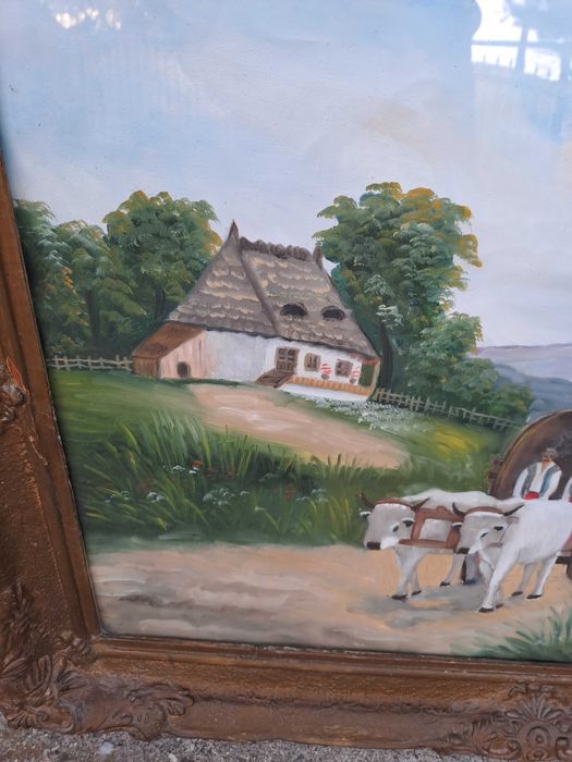 tablou vechi pictura pe lemn 82/62 cm reproducere I Dobosariu