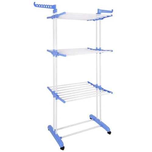 Uscator rufe, pliabil vertical, cu roti, 3 nivele, 6 polite,