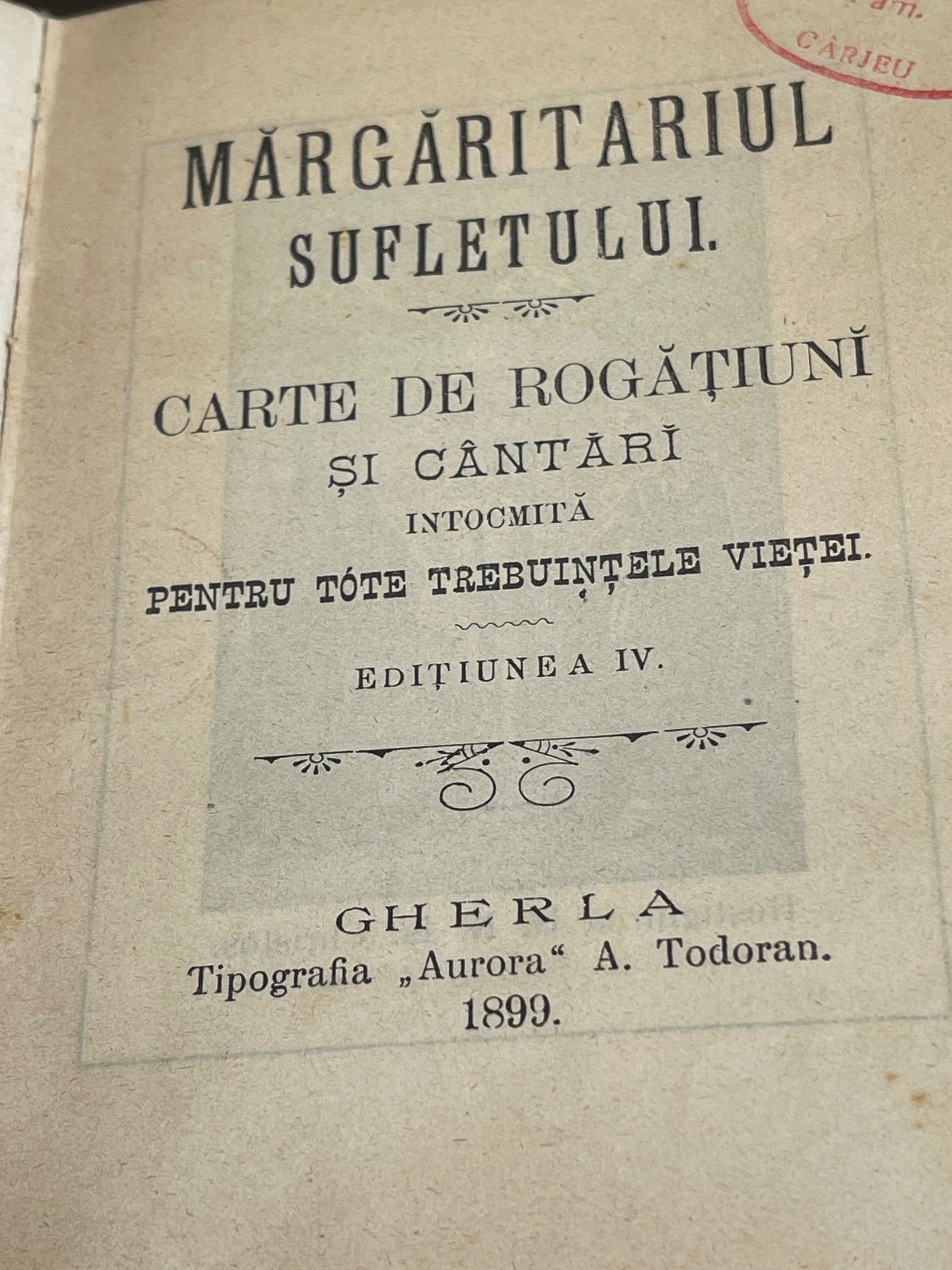 Carte Rugăciuni și Cântări Românească 1899