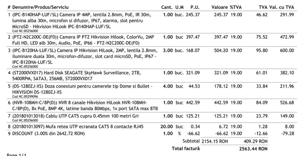 KIT supraveghere video, 5 camere exterior/interior Hikvision HiLook