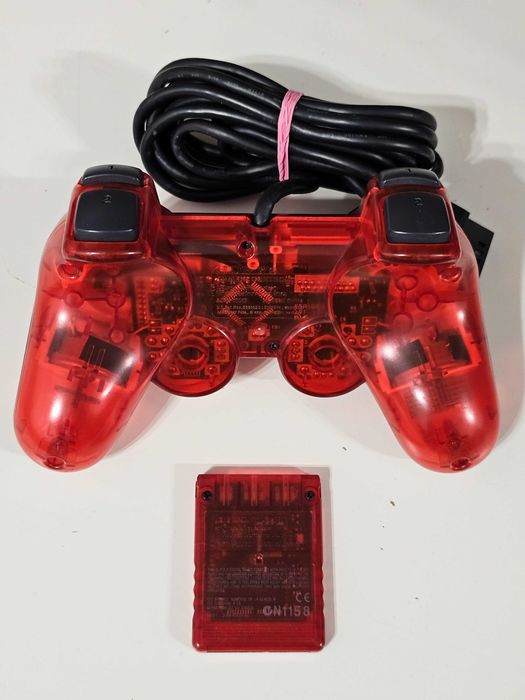 Controller si card original Sony PS2 rosu transparent Editie limitata