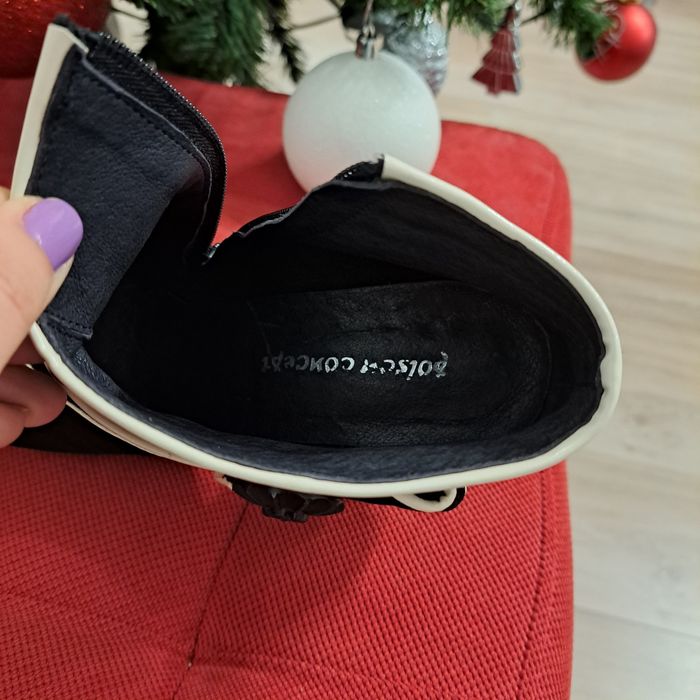 Botine elegante din piele naturala, cu toc