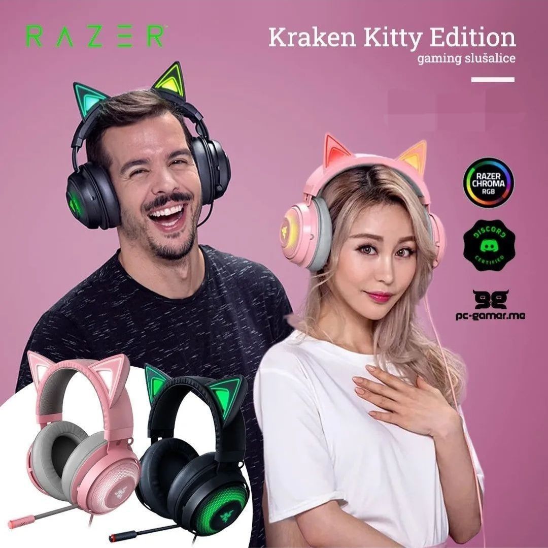 Razer Kraken Kitty RGB с микрофоном/АктивнымШ-м Наушники Проводные USB