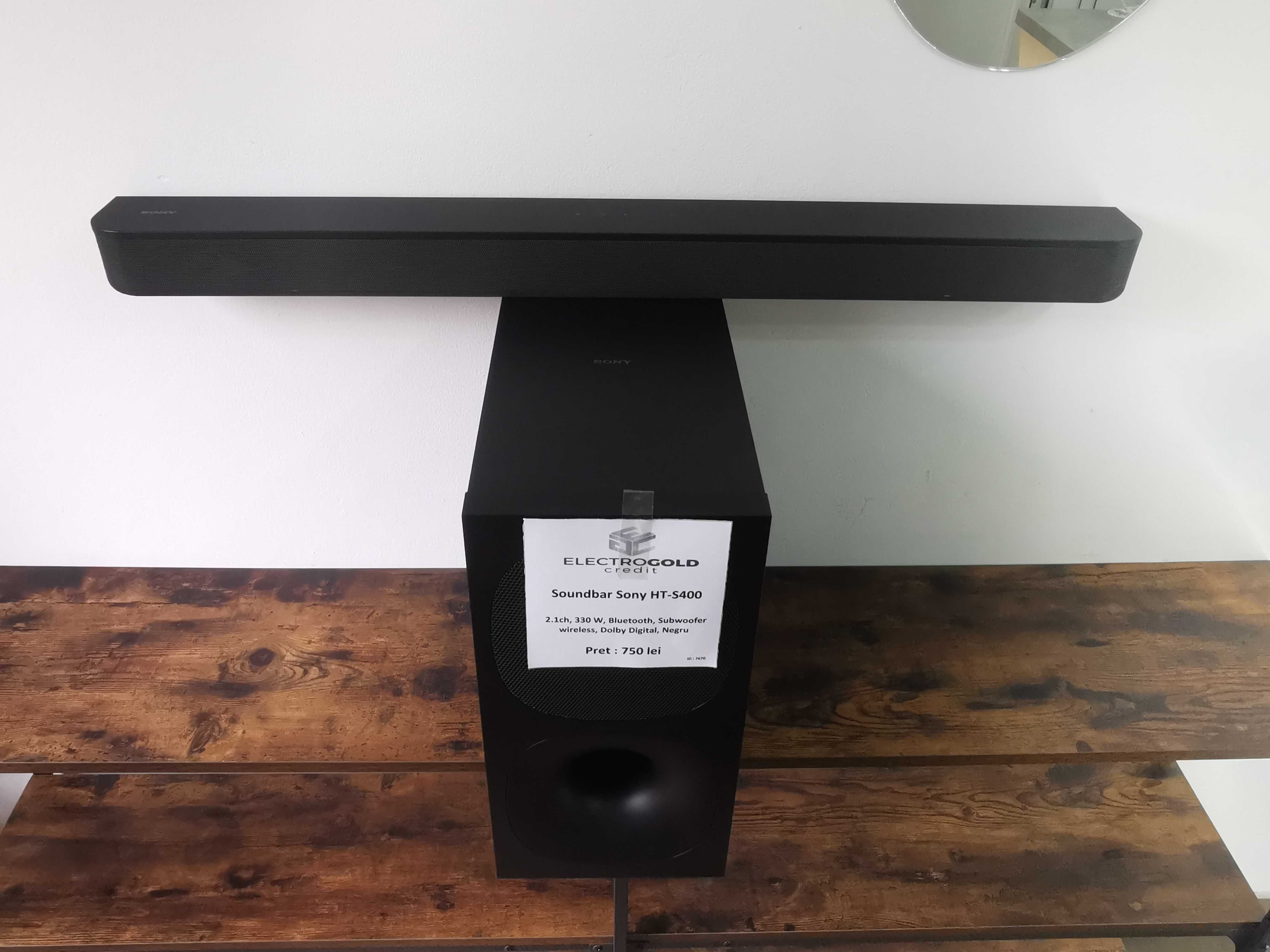 Soundbar Sony HT-S400 2.1ch/330 W/Bluetooth/Subwoofer wireless ID7670